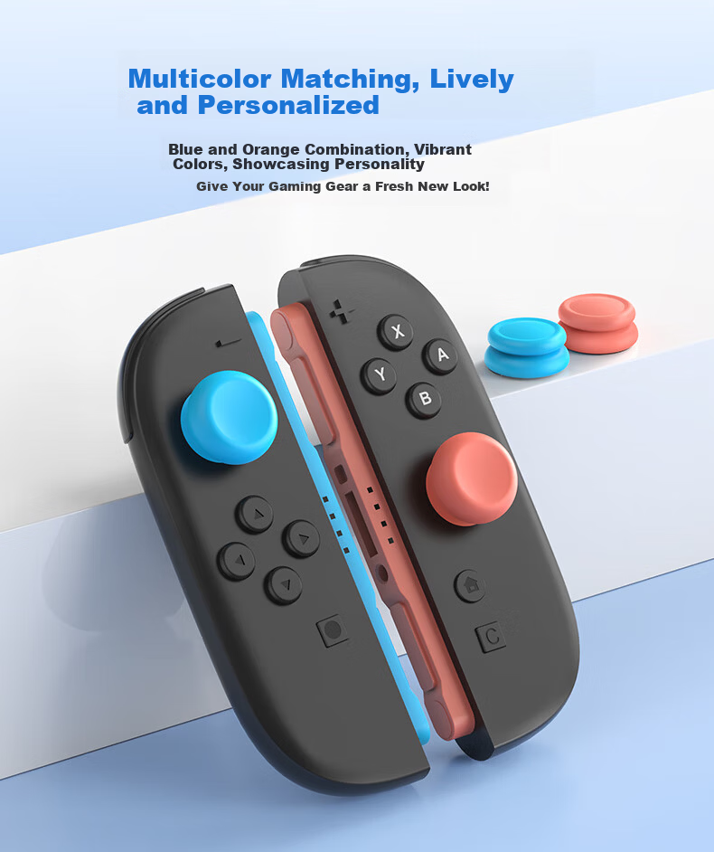 Liangzhi Replacement Joystick Caps for Nintendo Switch OLED Joy-Con Controllers Orange Blue NS2 Accessories L1121 4