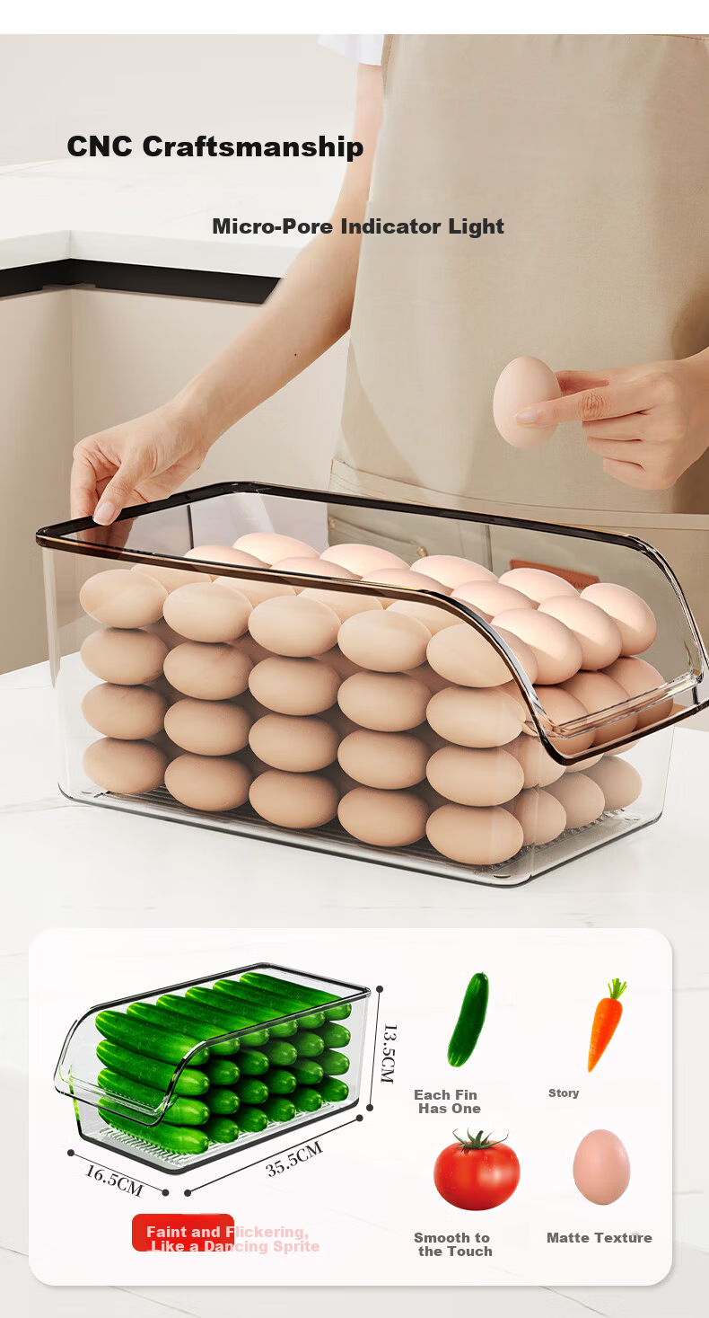 Newair Refrigerator Storage Box Fresh-Keeping Organizer Kitchen Vegetable Egg Food Freezer Drawer Container 9