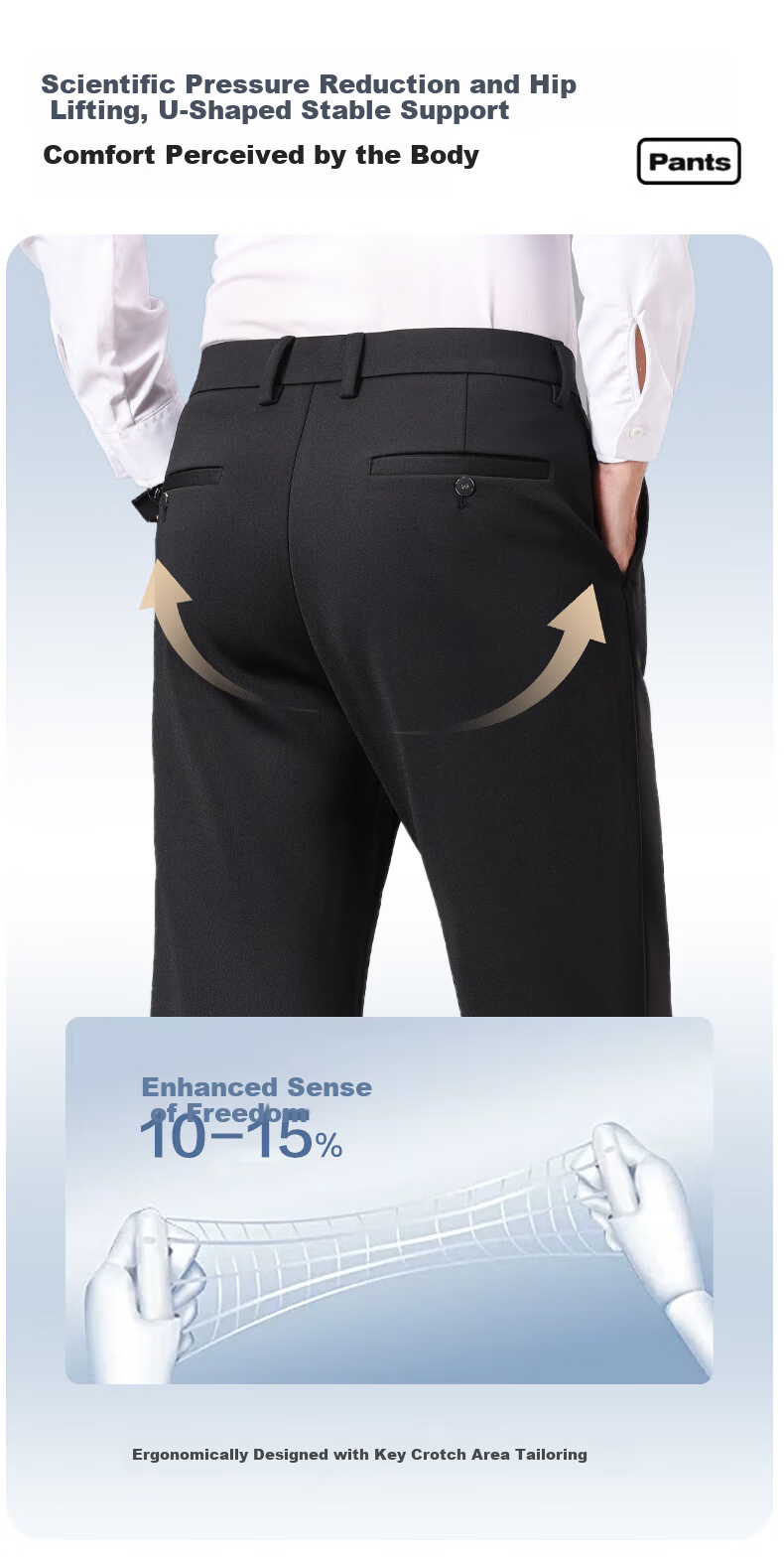 Pierre Cardin Breathable Wrinkle-Resistant Men's Summer Business Formal Straight Casual Trousers Dark Gray 33 6