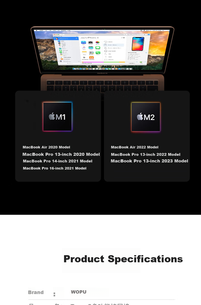 Wopool Type-C Triple Display Dual HDMI Docking Station USB-C Thunderbolt 4 Hub 4K60Hz Multi-Screen Display Expander for Apple Mac Huawei Laptop Splitter 18