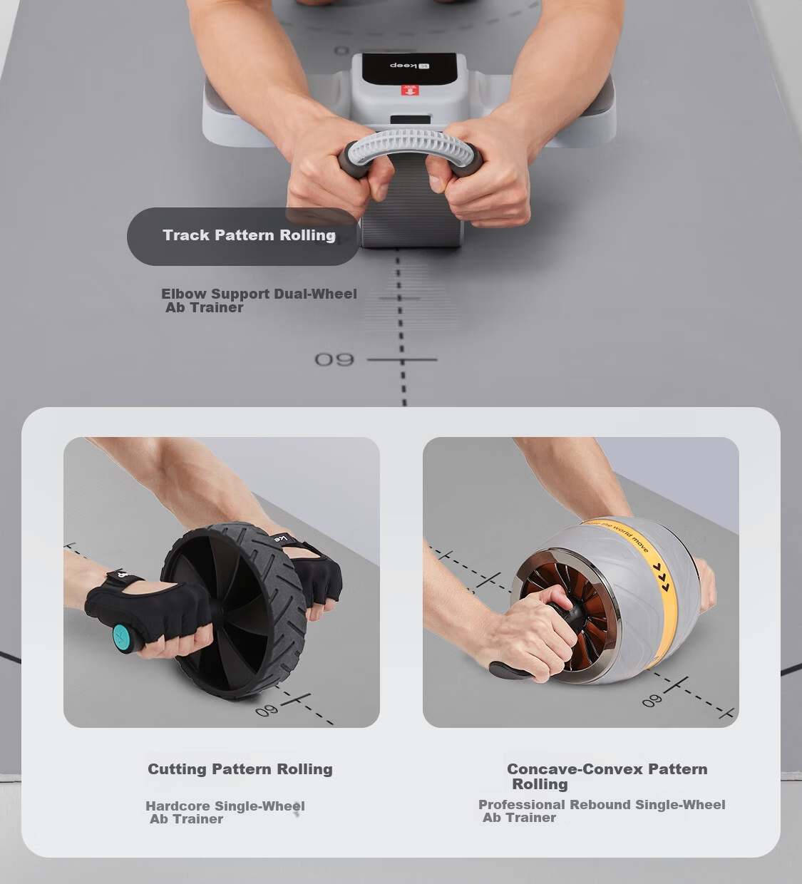 Keep Multifunctional Yoga Mat Fitness Mat Ab Wheel Training Mat Jump Rope Aerobics Wear-Resistant Non-Slip Professional Men's Bamboo Moon Gray 11