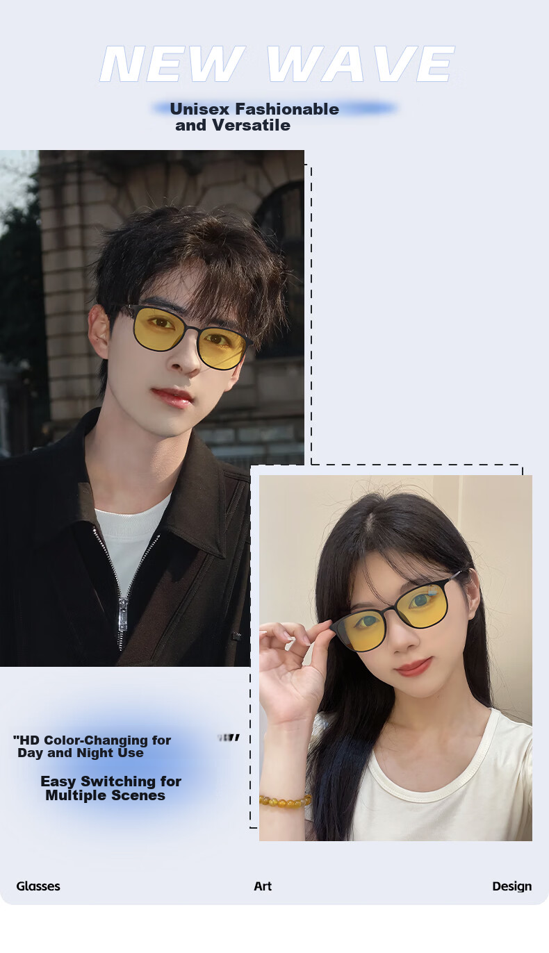 CAPONI Pure Titanium Photochromic Night Vision Sunglasses Unisex Day and Night Driving Anti-Glare Polarized Sunglasses 4