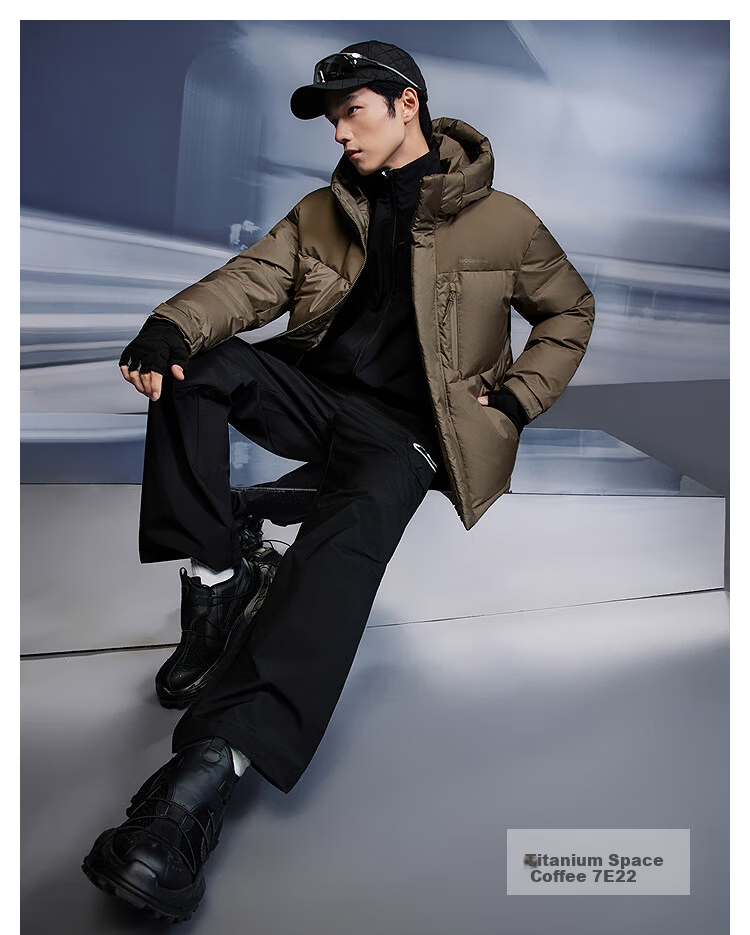 Bosideng Off-Season Winter Men's Loose Short Thickened Hooded Round Neck Casual Down Jacket 16