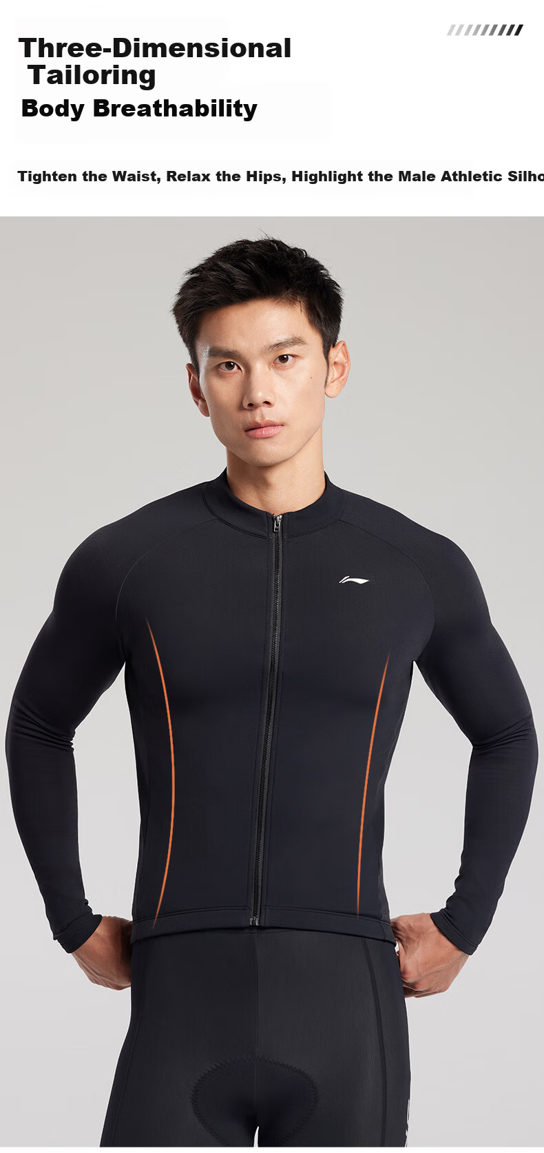 LI-NING Men's Cycling Jacket Fleece Lined Warm Long Sleeve Road Mountain Bike Windproof Jacket Gear 7