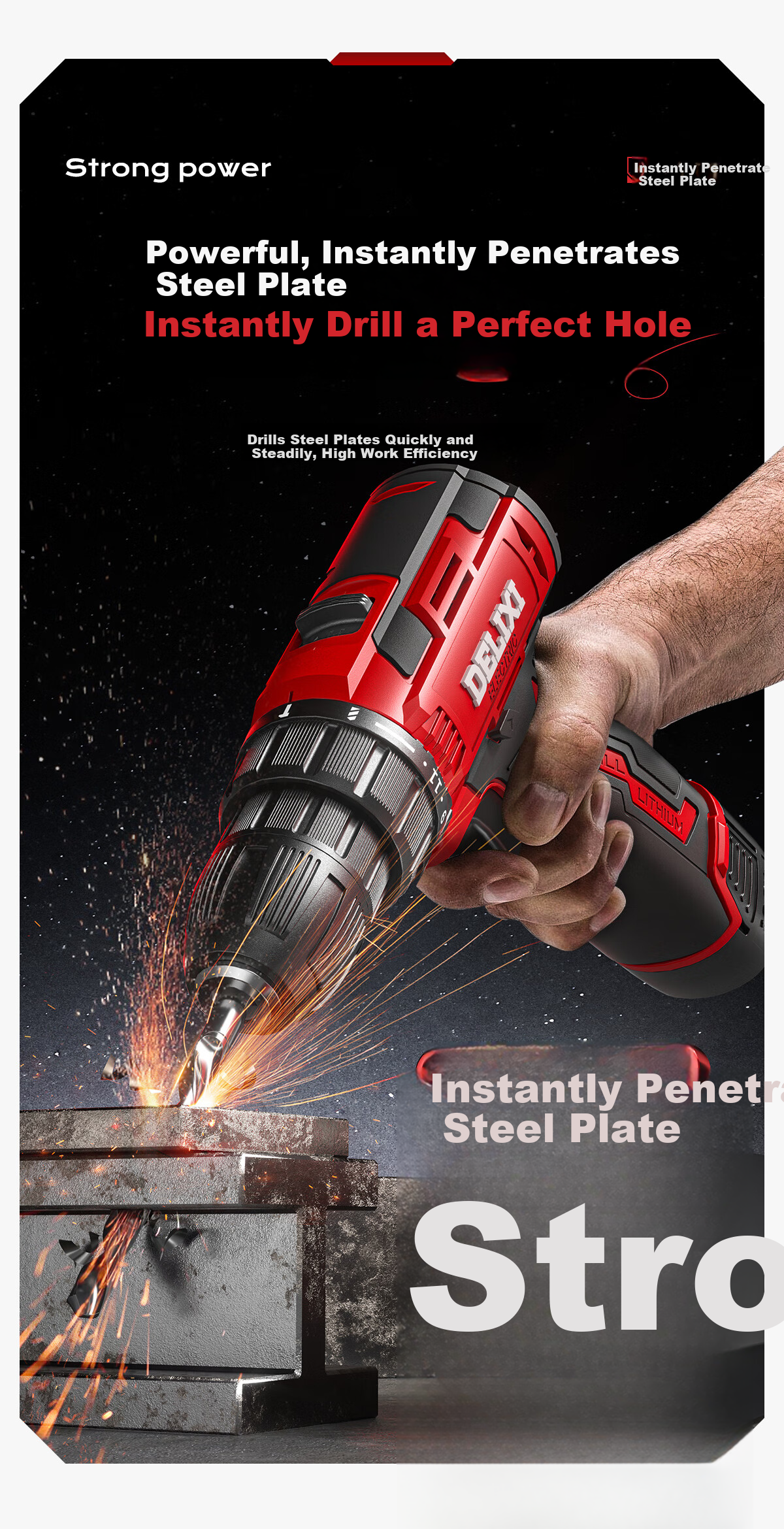 DELIXI ELECTRIC 12V Cordless Lithium Battery Impact Hand Drill Multi-Function Electric Screwdriver Household Small Power Gun Drill 5
