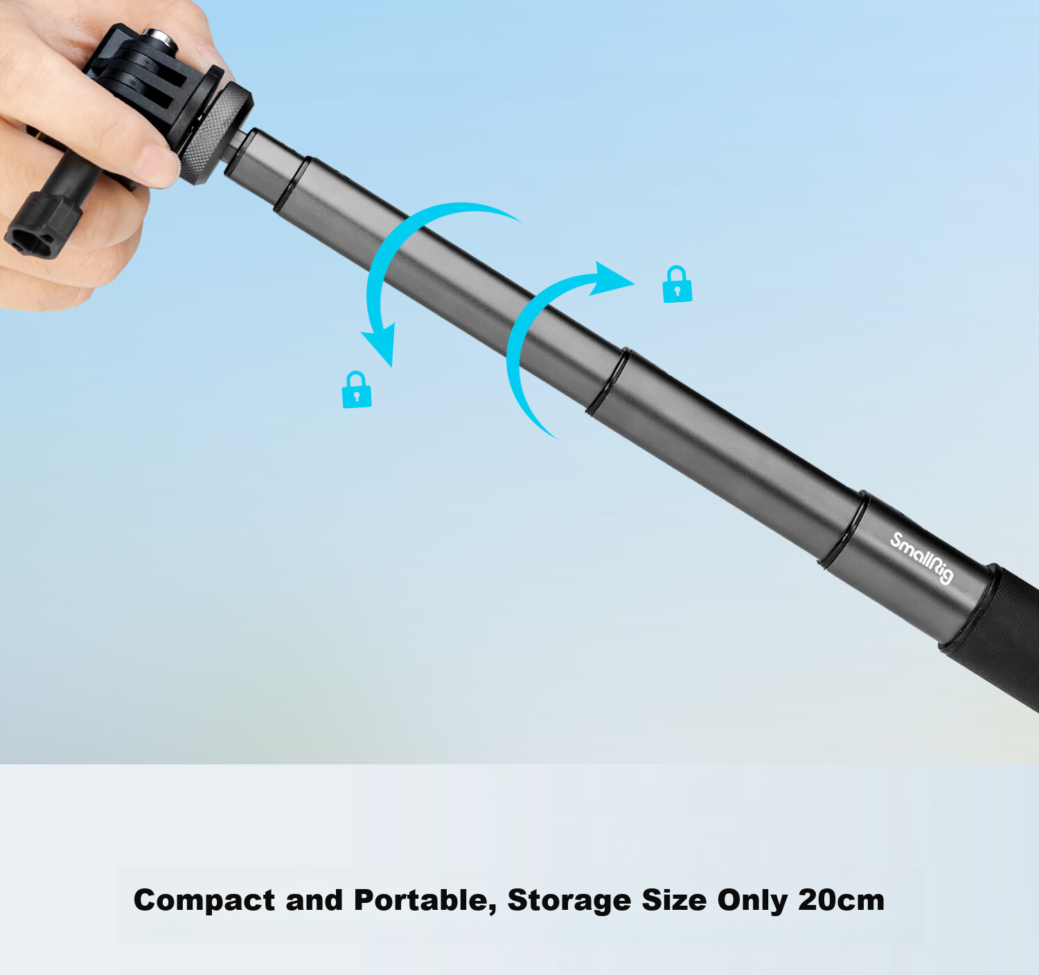 SmallRig 5403 Selfie Stick for DJI Action 5/Pocket 3/GoPro 13/FeiyuTech X5/ACE2 Pro Handheld Shooting Accessories Sports Camera Extension Rod with Phone Clamp 4