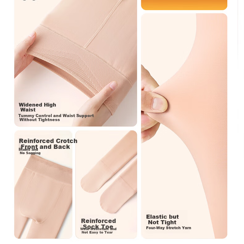 Langsha Kids Autumn Winter Fleece-Lined Thickened Skin-Colored Tights Outdoor Wear Sheer Pantyhose Girls Nude Leggings 16