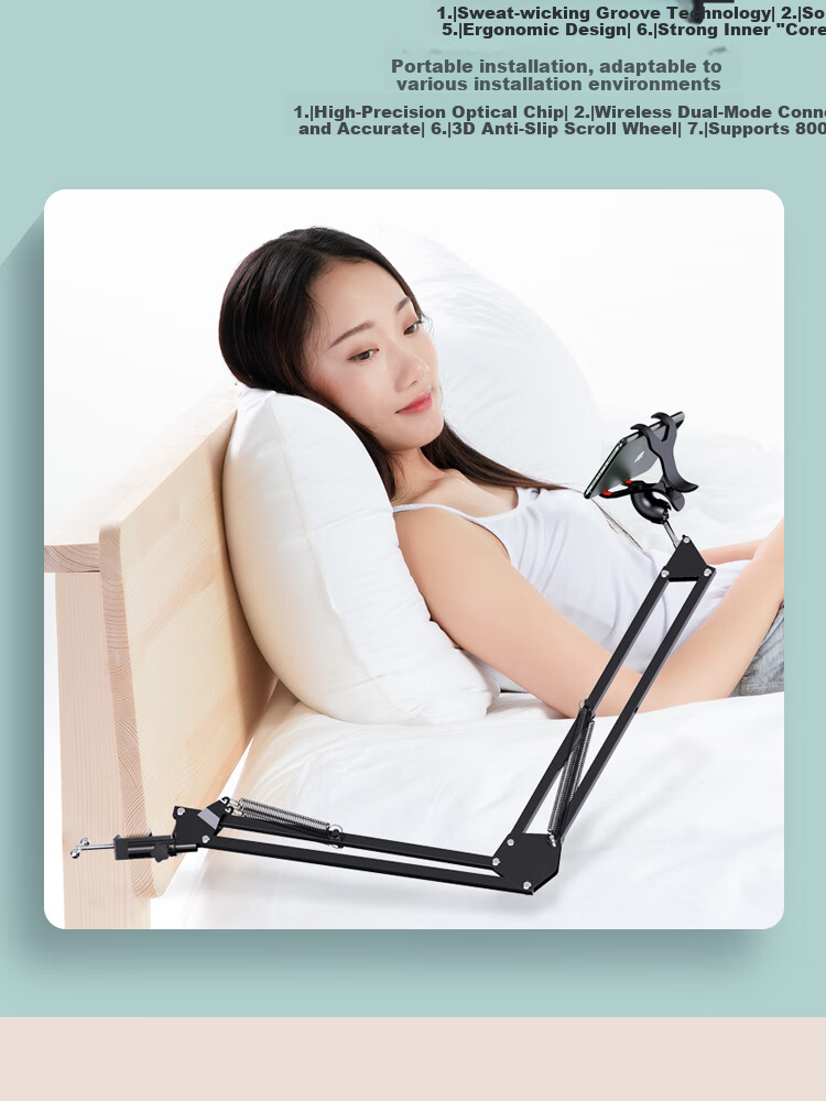 ESCASE Phone Holder Bedside Lazy Stand Desktop Overhead Shooting Stand Online Learning Douyin Short Video Game Live Streaming Drama Watching Exam Study Tool Stable 360° Adjustable Foldable 3