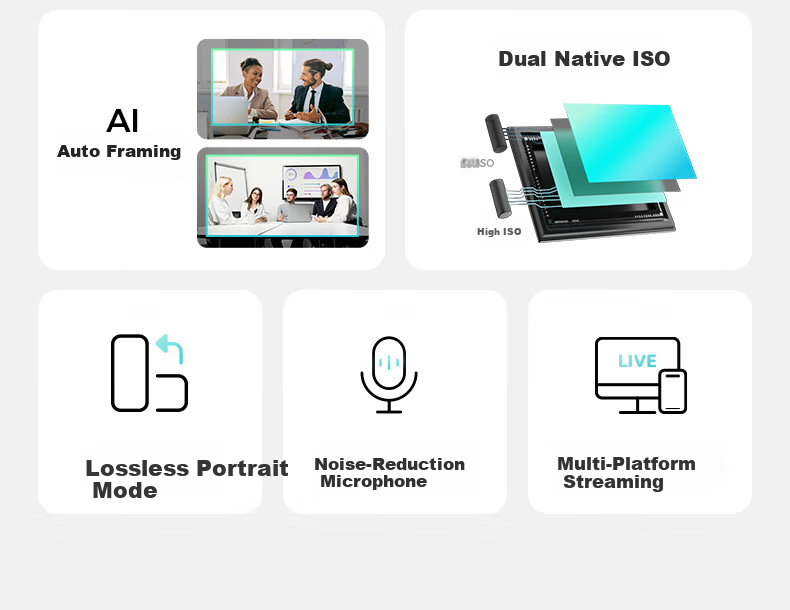 OBSBOT Meet 2 4K Live Streaming Camera Ultra HD Beauty Professional Computer Streaming Webcam AI Auto Framing Entertainment Gaming Live Broadcast Video Conference Camera White 3