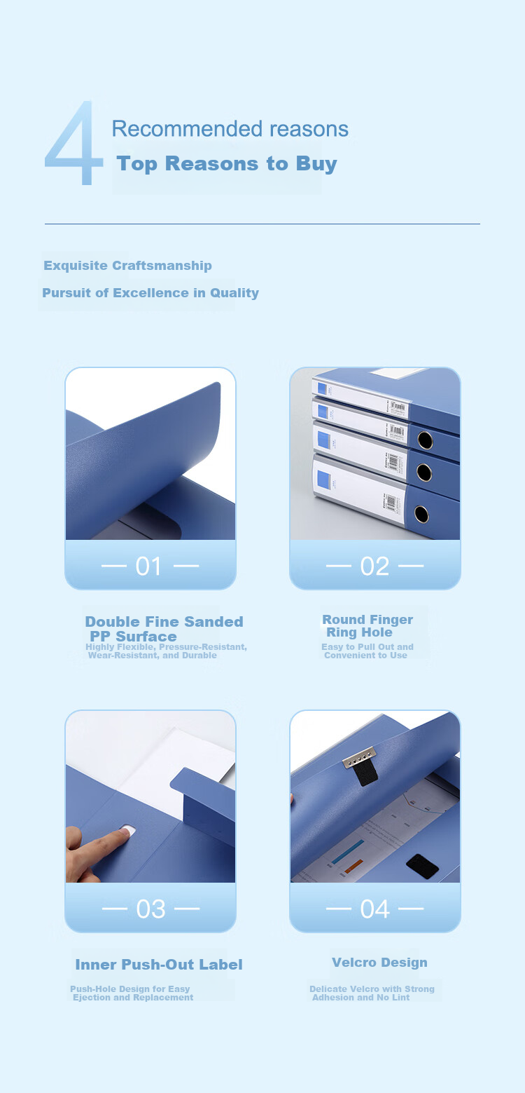 COMIX 35mm Thickened Velcro File Box/Document Box/Data Box A4 Blue 3