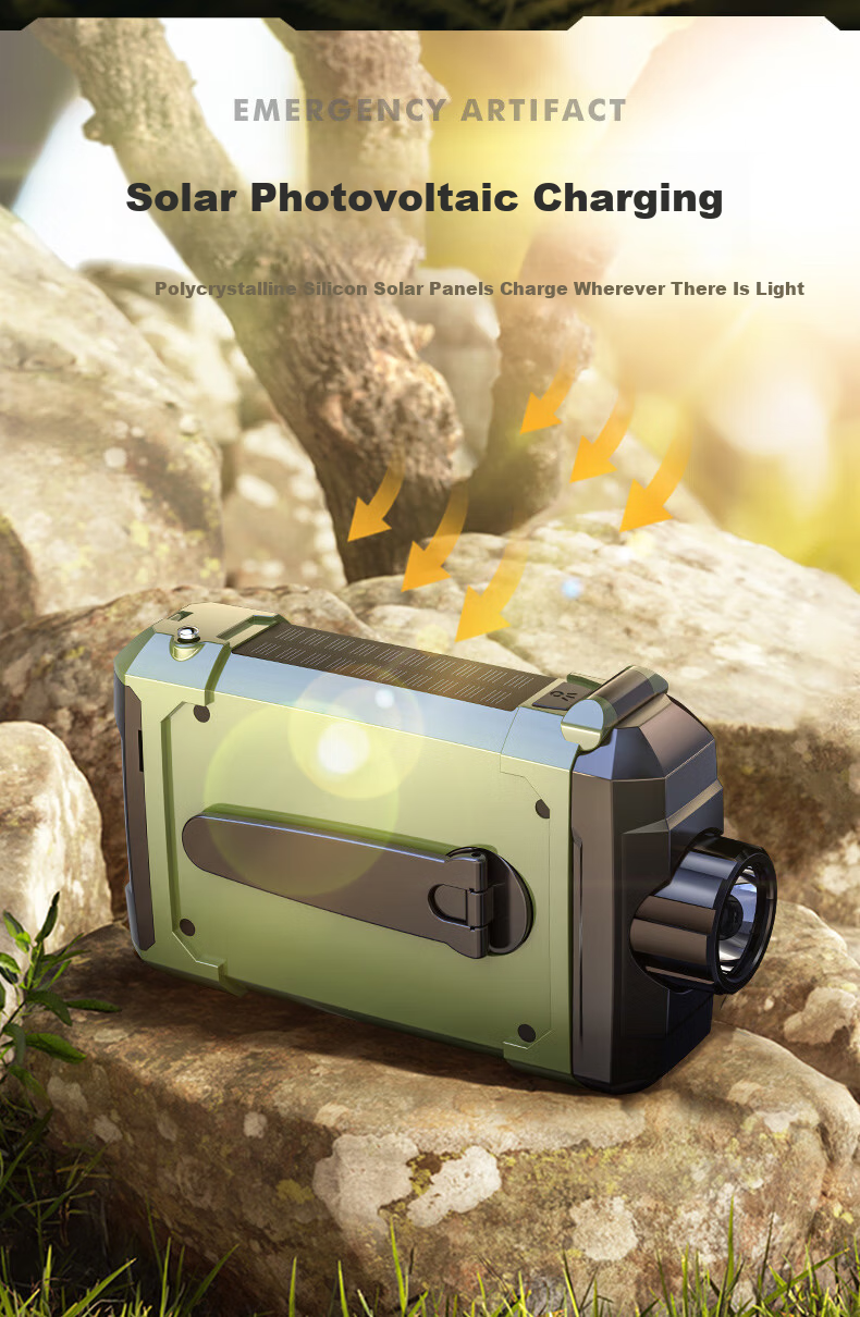 SHENYU Hand-Crank Dynamo Flashlight Radio Solar Multifunctional Emergency Charging Disaster Earthquake Lighting Equipment 5