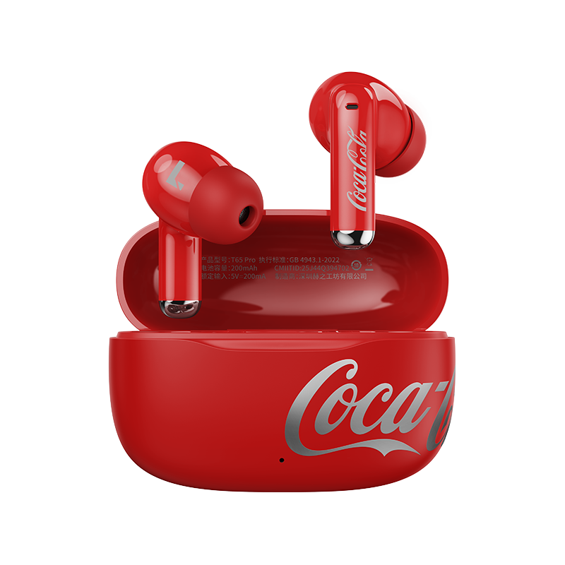Coca-Cola T65Pro Noise-Cancelling Bluetooth Earphones 2026 Latest Model | Panoramic Sound | In-Ear Active Noise Cancelling Wireless Earbuds with Long Battery Life for Apple Huawei Xiaomi Phones