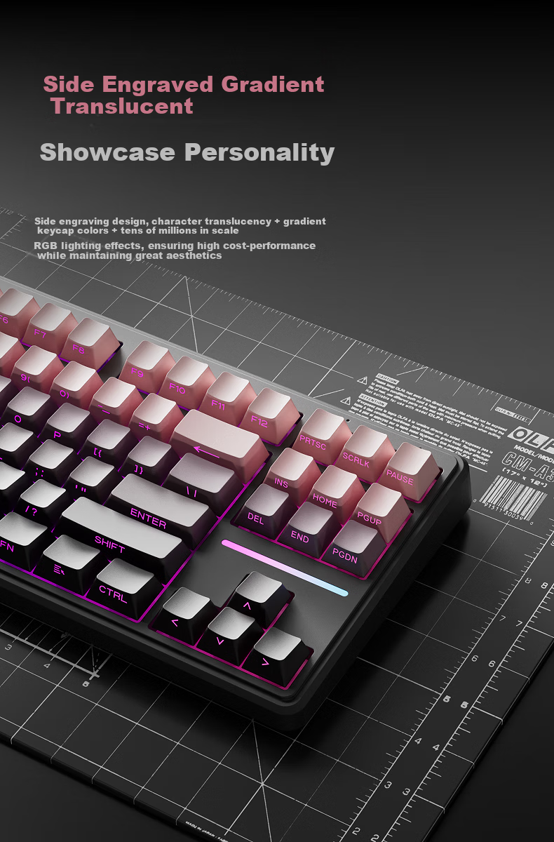 EWEADN V80 Wired Silent Mechanical Keyboard High-Quality Gradient Side-Printed 87-Key Portable RGB Backlit Gaming Office Laptop Peripheral for Women 2