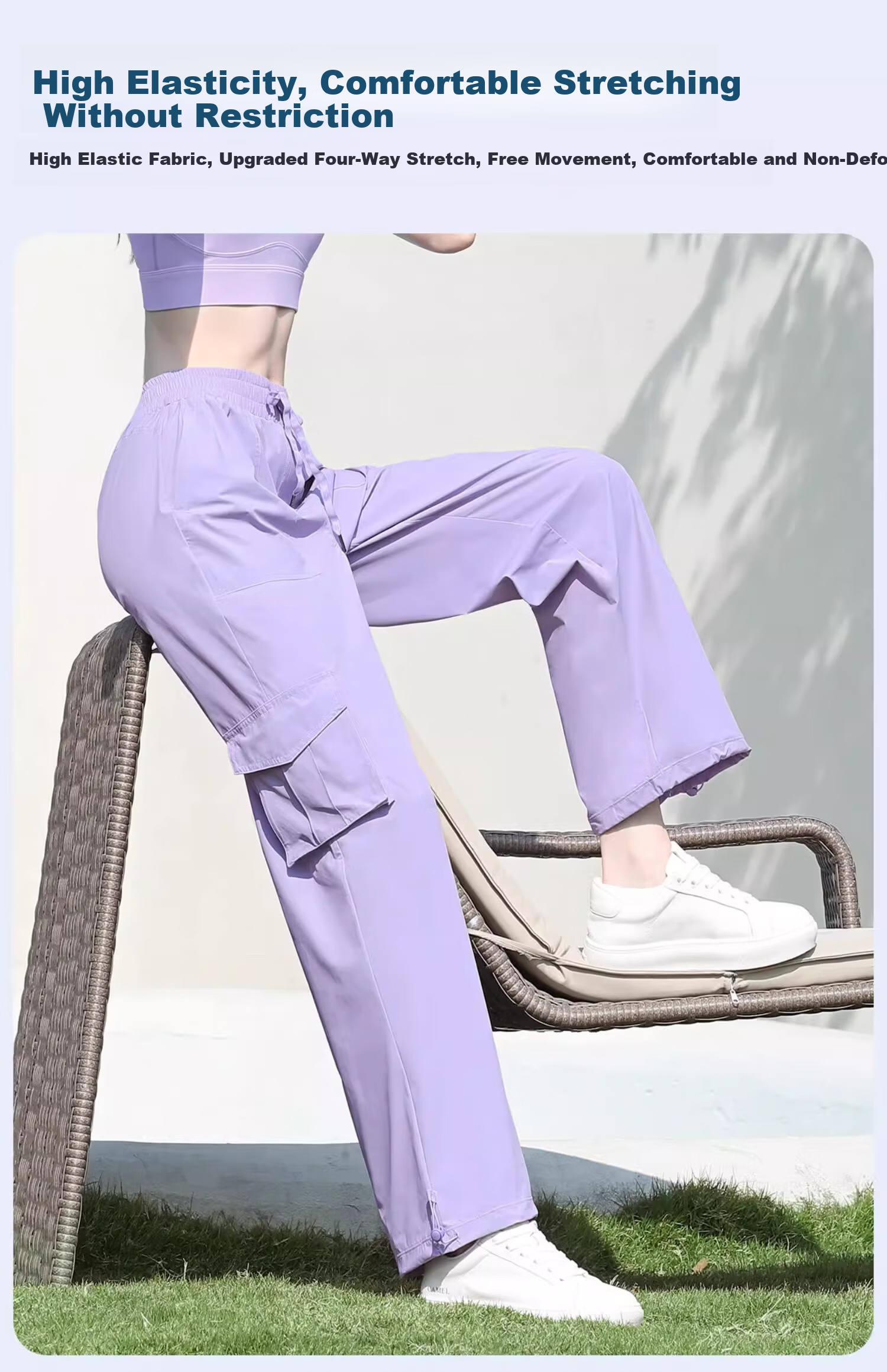 CAMEL Women's Paratrooper Cargo Pants High-Waist 2025 Spring/summer New Loose Straight-Leg Pants Breathable Sun Protection Casual Pants L 4