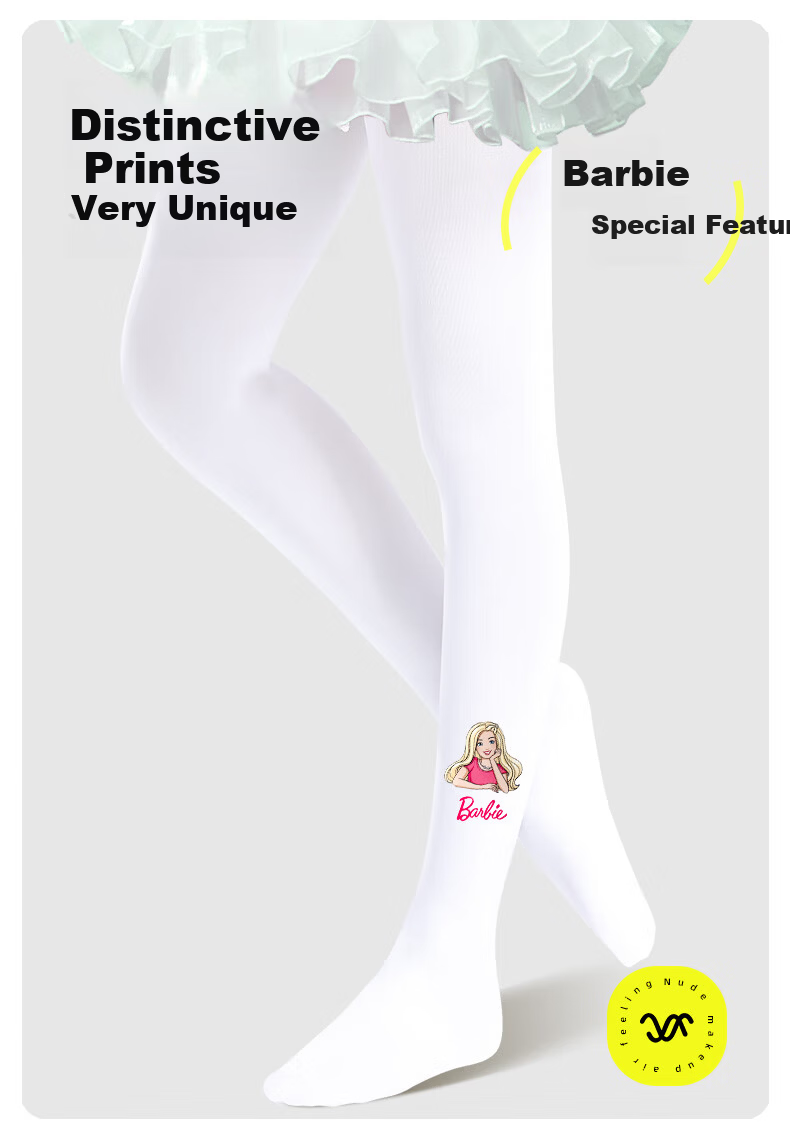 Barbie Girls' Spring and Autumn Thin Tights Children's Long Socks Baby White Stockings Girls' Leggings Practice Dance Socks 6