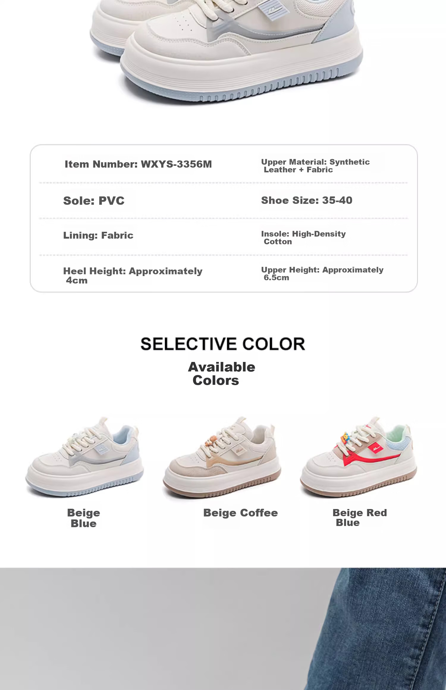 Warrior Official Women's Casual Shoes 2026 Summer New Thick Sole White Sneakers Breathable Shoes for Women Light Blue Size 37 6