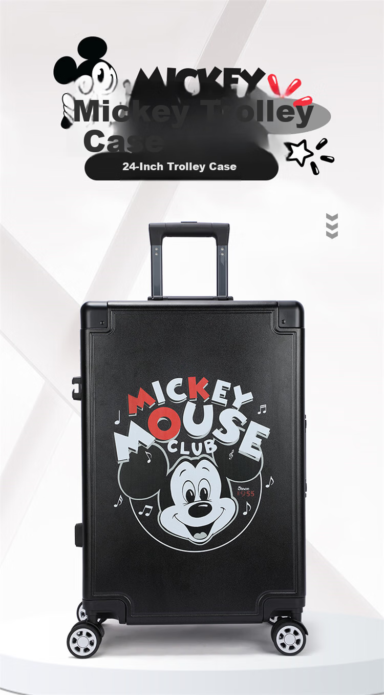 Mesuca Kuromi Luggage, Women's Printed Suitcase, 24-Inch Student Trolley Case, Aluminum Frame Travel Suitcase, Large Capacity Leather Trunk 17