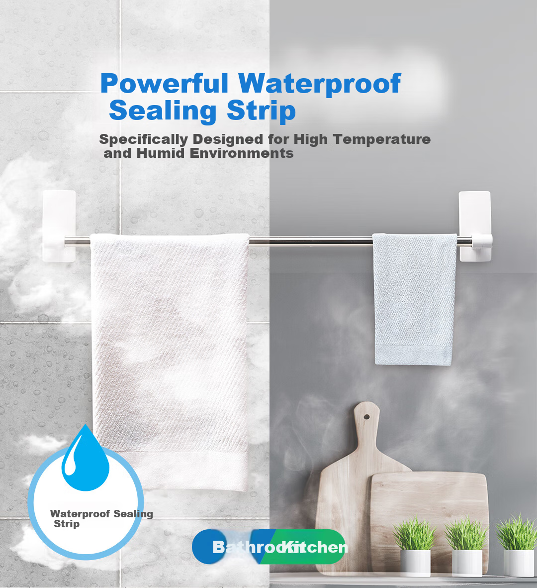 3M Towel Rack Bathroom Towel Bar No-Drill Wall-Mounted Single Rod Storage Rack Slipper Holder 4