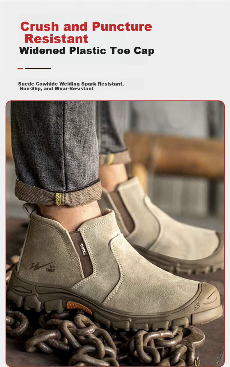Shuangxingbate Safety Shoes for Men, Anti-Smashing And Puncture-Resistant Plastic Toe Cap, Welding Non-Slip Protective Work Shoes SX-22 Size 42 4