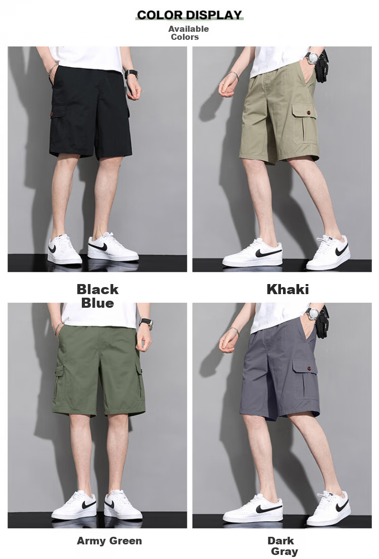 Romon American Style Workwear Casual Shorts Men Summer Thin Loose Straight Five-Point Pants Trendy Cotton Dark Blue 4XL 5