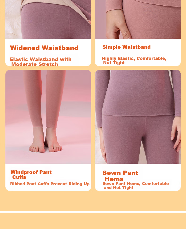 Yaya Women's Thermal Underwear Set 300g Goose Down Tencel Fleece Thickened German Velvet Heat Retaining Seamless Base Layer Autumn Top and Bottom 10