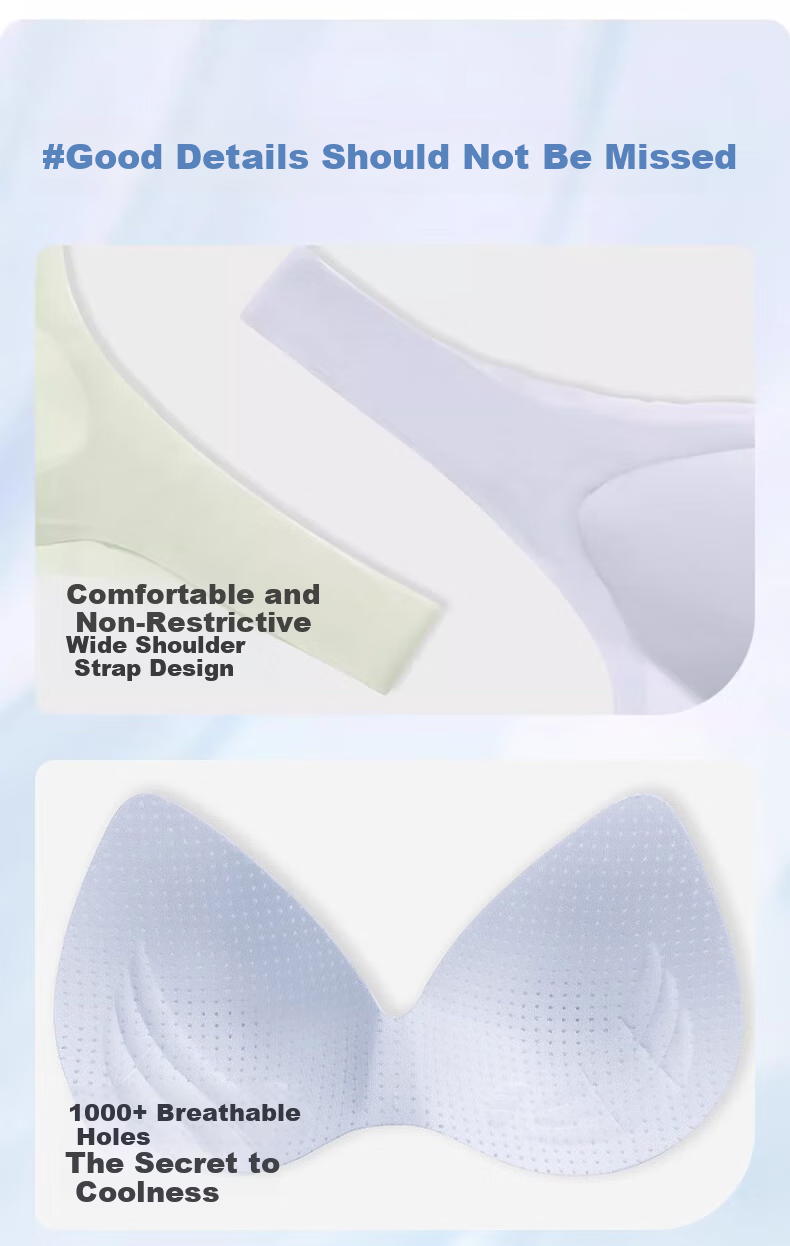 Muwei Seamless Ultra-Thin Ice Silk Cooling Bra for Women, Spring Summer, Small Bust, Push-Up, Wireless, Breathable, Vest-Style Back Beauty Bra 13