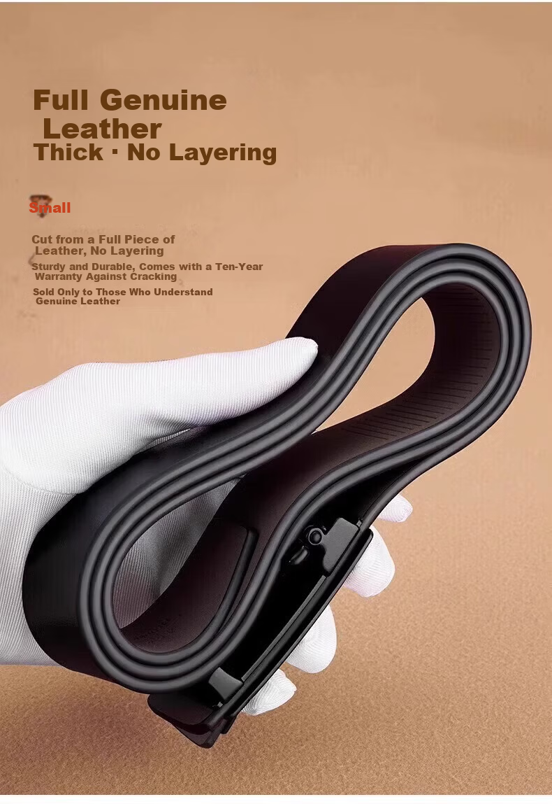 Calermkeens Toothless No-Hole Automatic Buckle Men's Leather Belt Business Casual Cowhide Waist Belt Gift Box for Boyfriend 3