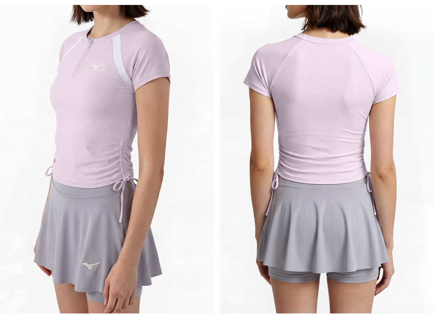 MIZUNO Women's Two-Piece Sun-Protective Short Sleeve Skirted Slim Fit Swimsuit Fashion Quick-Dry Swimwear GC317 Purple L 10