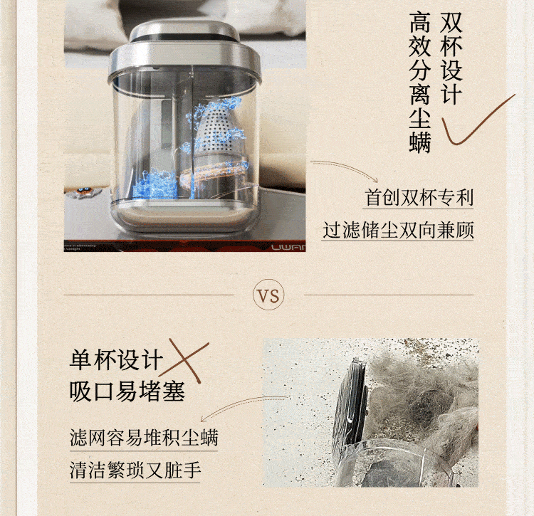 UWANT Infrared Mite Removal Device CM2402 Haoying Gray Infrared Mite Killer Baby-Grade Bed Vacuum Cleaner High-Temperature Sterilization High Suction Power 3-in-1 Mite Removal Skincare Partner 4