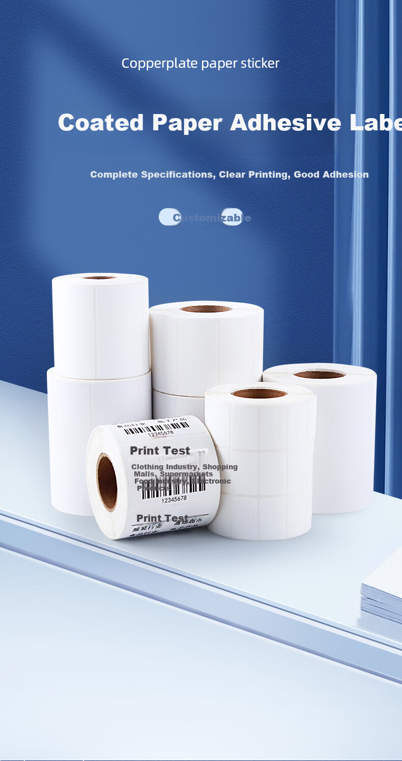 Laiterly 【Customizable】100*60mm 700 Sheets*1 Roll Coated Label Paper Carbon Ribbon Label Printer Barcode Paper High Adhesive Eco-friendly Coated Self-adhesive Labels 1