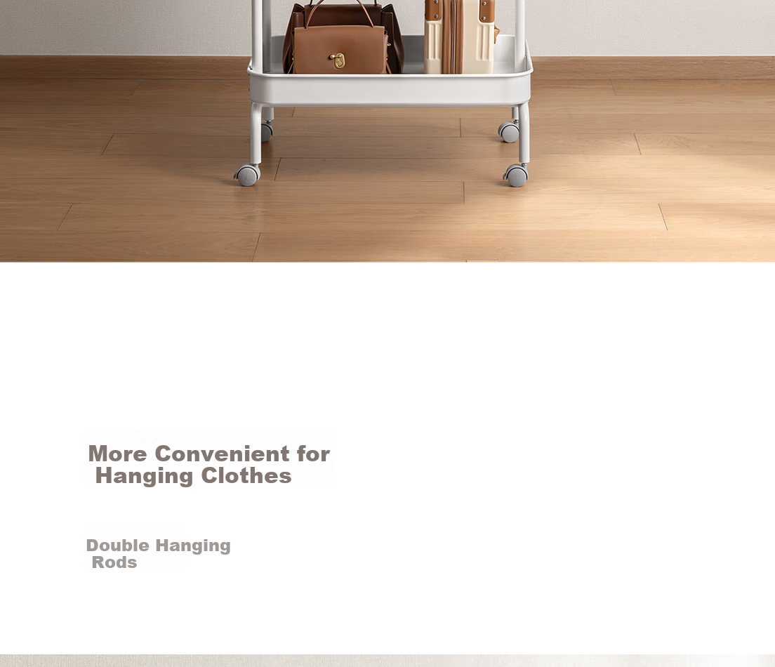 Lanjiaoluo Floor-Standing Clothes Rack, Bedroom Storage with Wheels, Hooks, 80*40*160cm, Mobile And Thickened 8