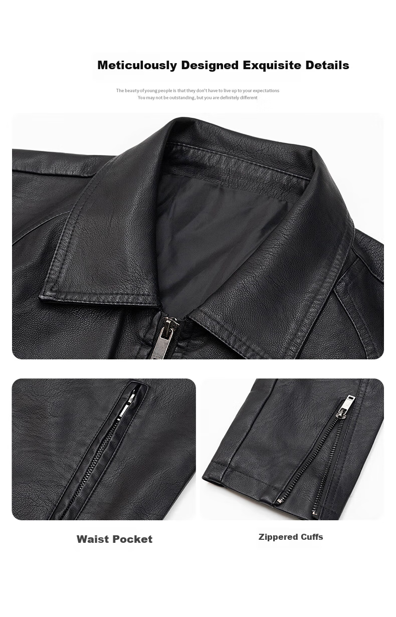 Jeanswest Men's Spring Business Casual Simple Lapel Solid Color PU Jacket Trendy Stylish Youth Outerwear 10