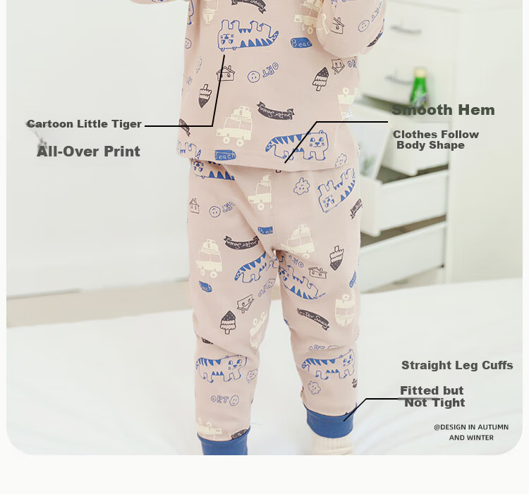 YUZHAOLIN Children's Autumn Underwear Set, Boys And Girls Inner Wear, Cotton Pajamas for Young Kids, Strawberry Pattern, Good Bear Desig 11