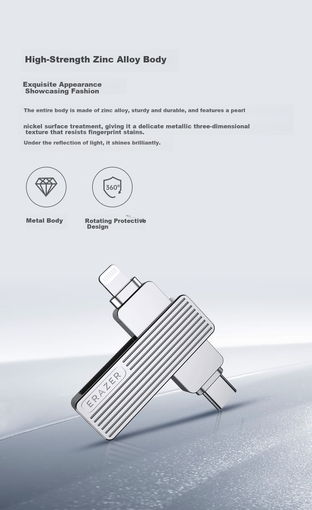 Lenovo Ecosystem Brand Yinen 128GB Type-C Lightning Dual Interface USB 3.2 Apple iPhone Flash Drive F520 One-Key Backup Android Apple Universal USB Drive 10