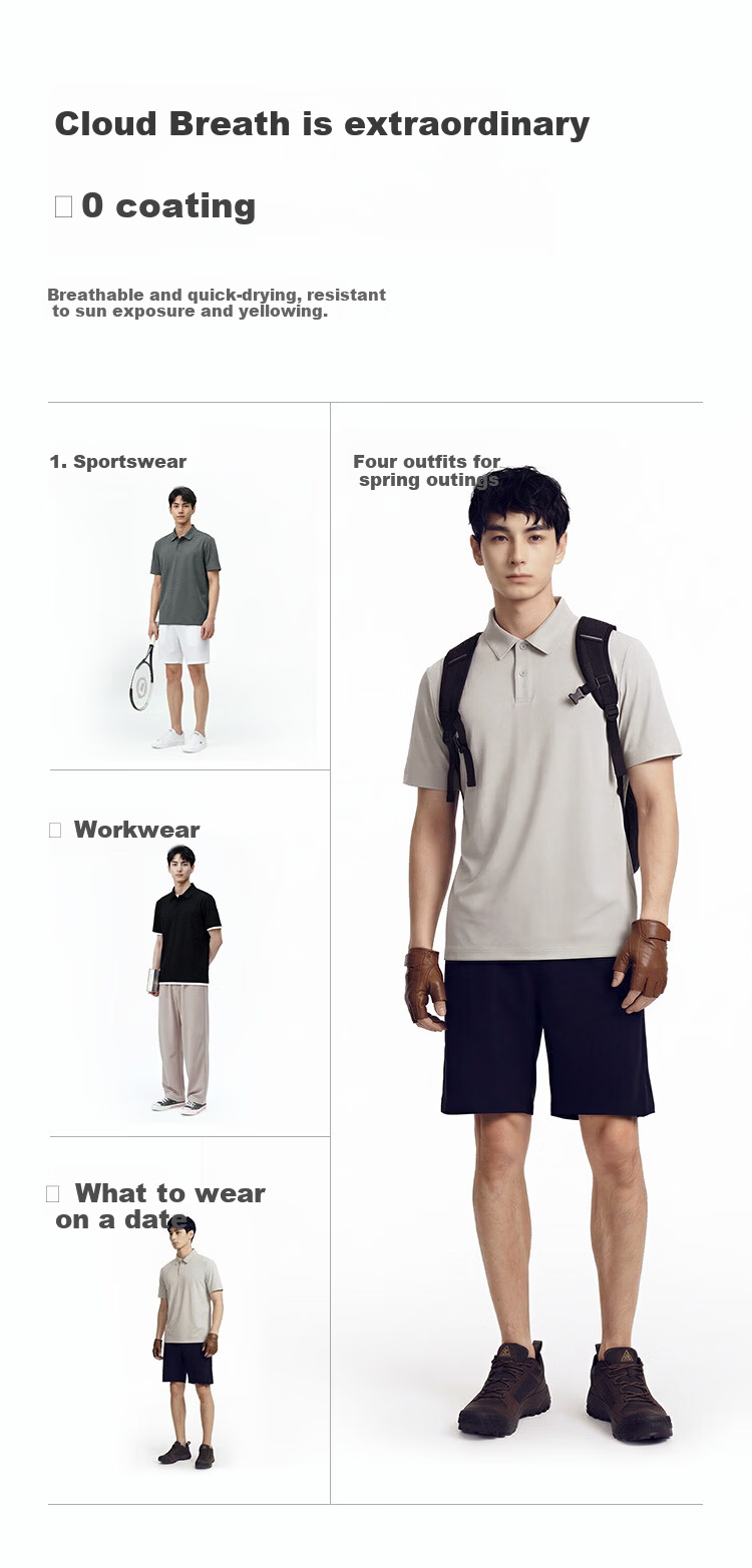 JD Jingzao Dry-Fit Polo Shirt Men Short Sleeve T-Shirt Spring Summer New Breathable Sports Casual Light Business Top Black S 4