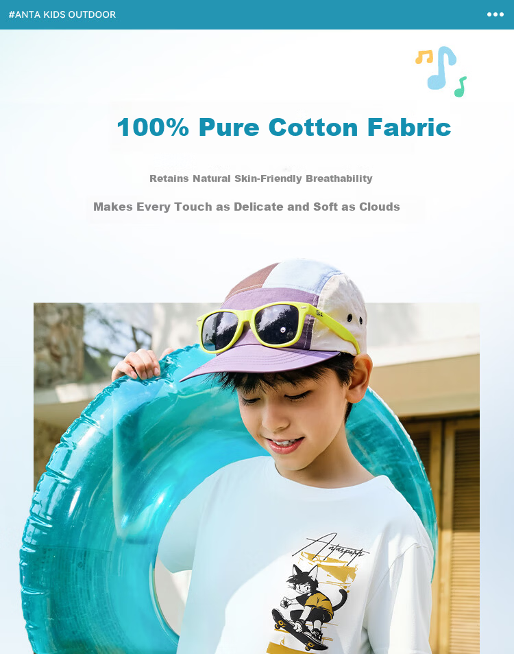 Anta Kids Boys Knit Short Sleeve T-Shirt 2026 Summer Trendy Loose Fit Cotton Sports TA72626101 3