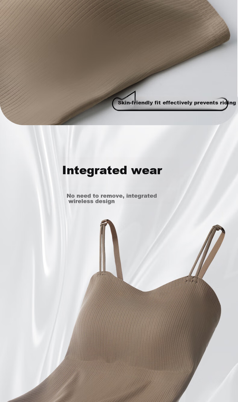 Langsha Women's Camisole with Chest Pad Summer Ice Silk Bra-Free Outerwear Inner Wear Seamless Back Bra Top 6