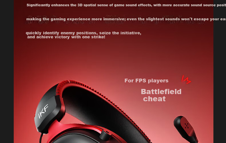 IKF V11 S [3.5mm Version] Gaming Headset Wired Over-Ear Esports Headphones 7.1 Surround Sound FPS Positional Audio Valorant Delta Smoke Gray 8