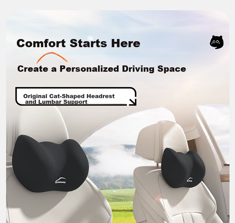 Rice Soup Car Headrest And Lumbar Support Set, Neck Pillow, Natural Latex, 7A Antibacterial, Car Seat Cushion, Back Support Pillow 2