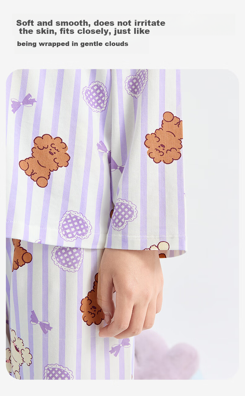 Jiusuiban miiiiichan Co-branded Children's Pajamas Girls Spring Autumn Cloud Cotton Cartoon Class A Older Kids Homewear Set 2
