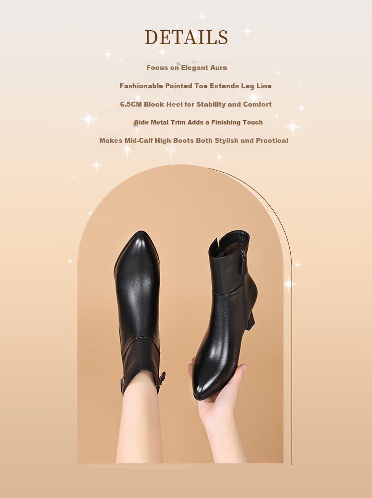 RED DRAGONFLY Women's Winter High Heel Lightweight Ankle Boots, Chunky Heel Commuter Pointed Toe Fashion Boots WFC450401B Black Size 37 3