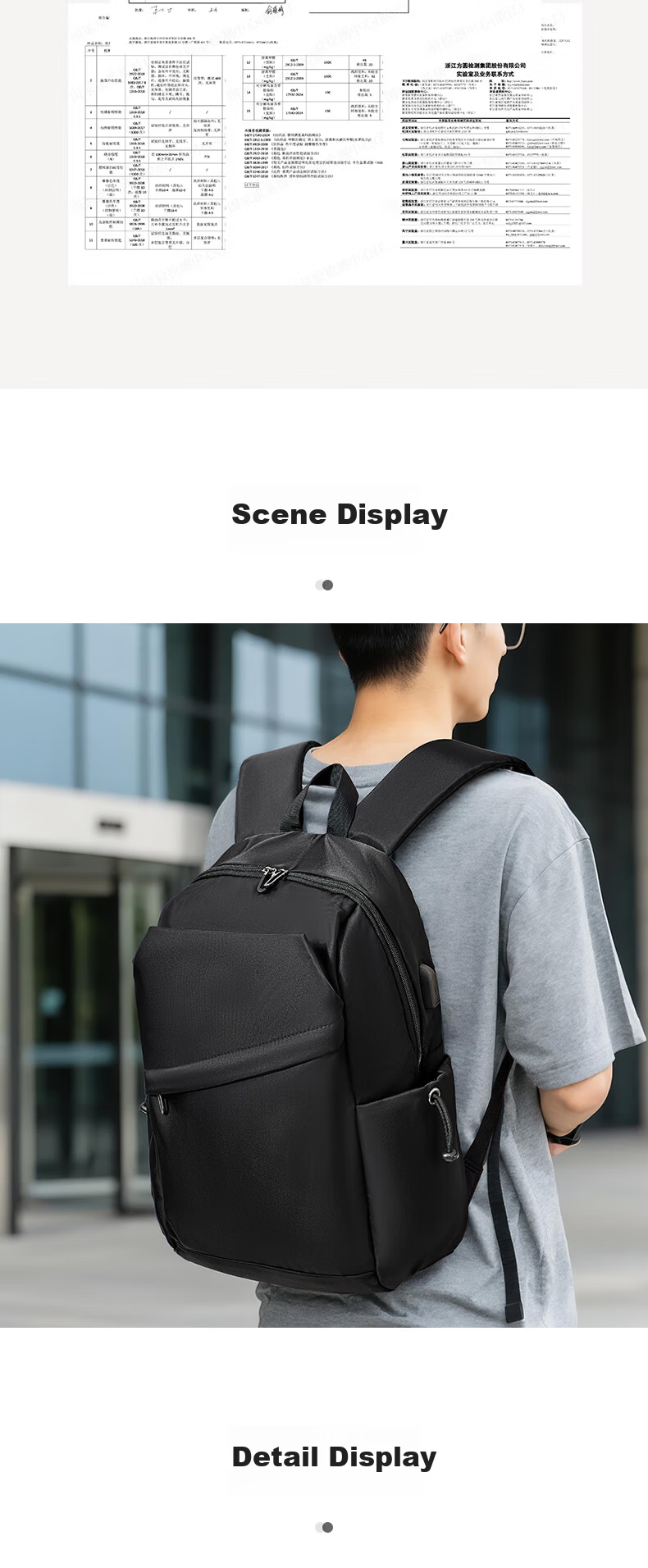 Yinzuo Black Large Capacity Business Travel Laptop Backpack Lightweight Commuter Bag 9