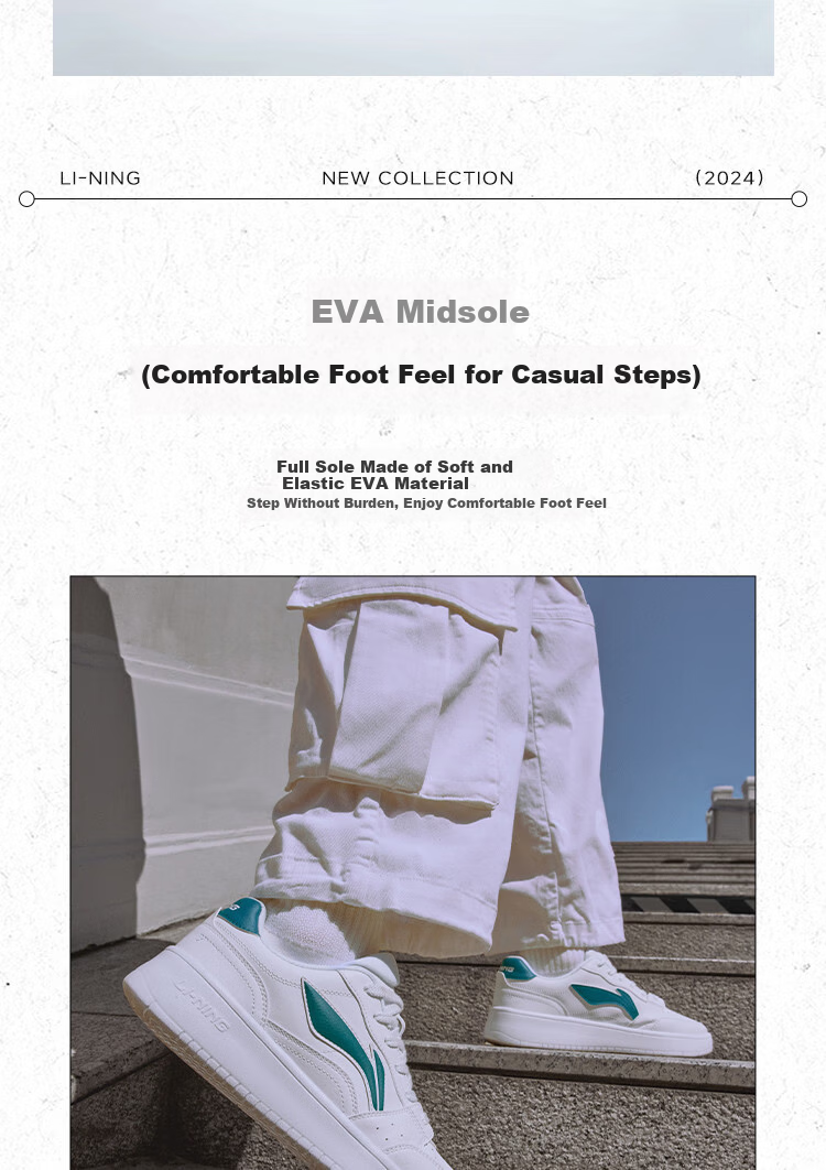 LI-NING Yuanbao Classic Casual Men's Sneakers Soft Sole Comfortable Lightweight Breathable White Sports Shoes for Men 4