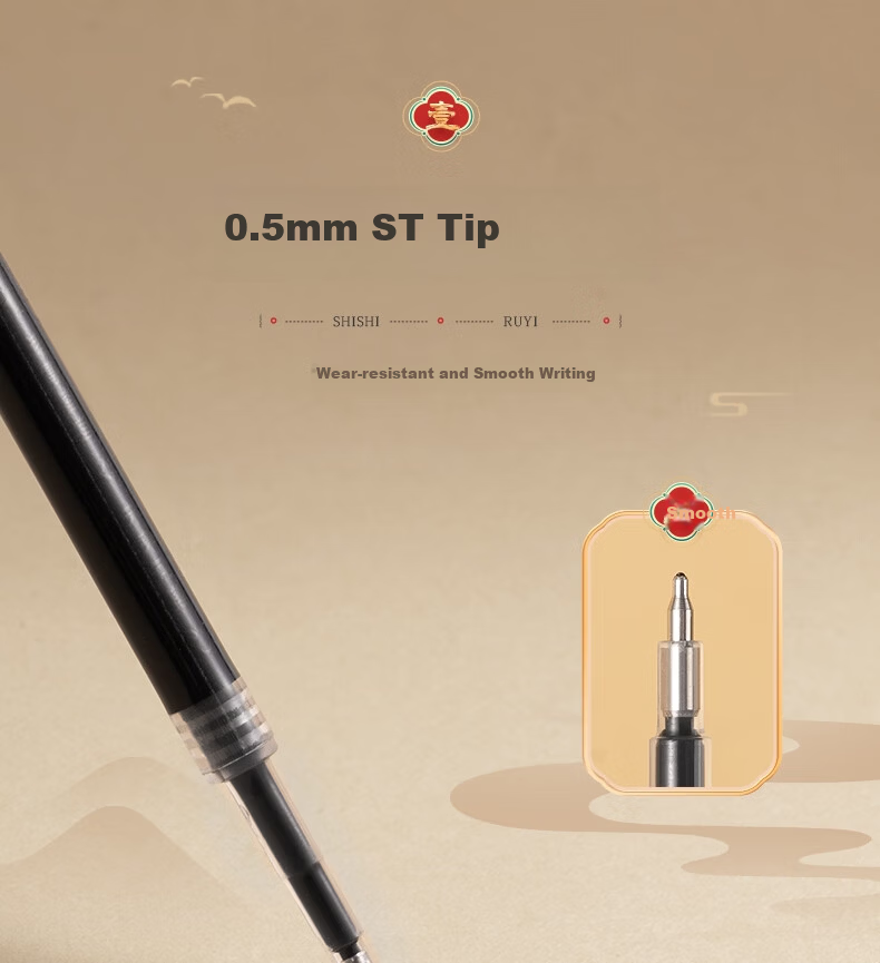 Deli Shangshangqian Fun Motivational Exam Practice Pen Refills 0.5mm ST Tip Student Exam Pen Refills Black 20pcs/Box SE293 3