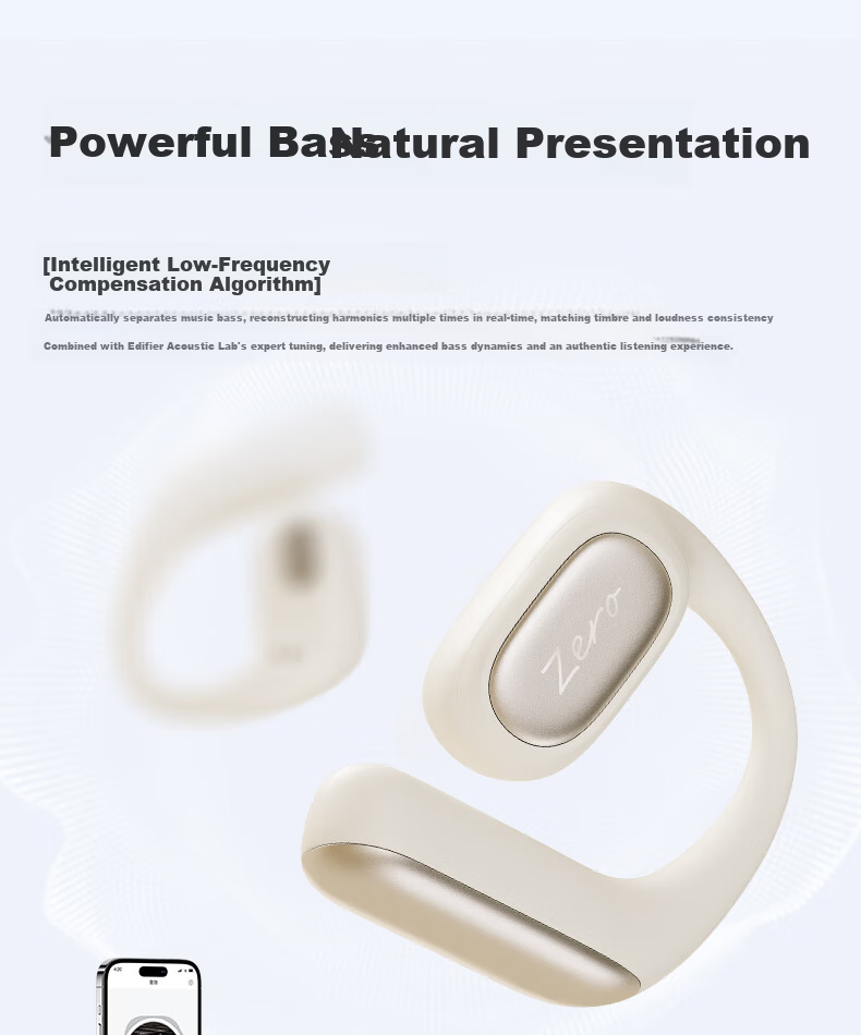 EDIFIER Zero Open Open-Ear True Wireless Bluetooth Earphones, Ear-Hook Design, Long Battery Life, Comfortable Fit, Compatible with Apple, Huawei, Xiaomi, Moonlight White 7