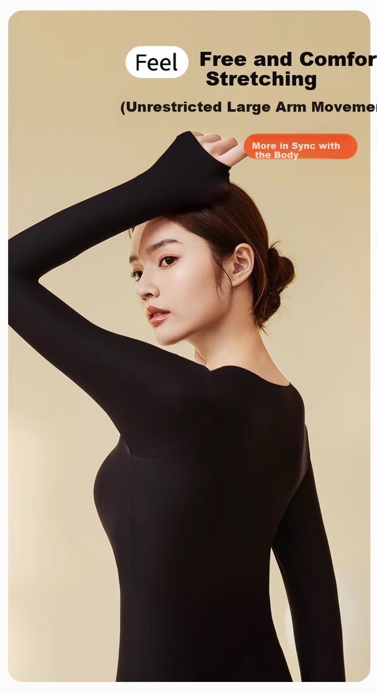 Langsha Women's Thermal Underwear Autumn Winter 10A Antibacterial Skin Care Base Layer with Chest Pad Light Skin L 11