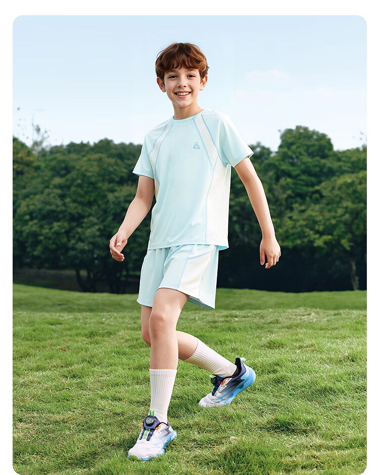 Balabala Kids Boys Short Sleeve Set Girls Two-Piece T-Shirt 2026 New Summer Quick-Dry Sports Pants Cooling 30