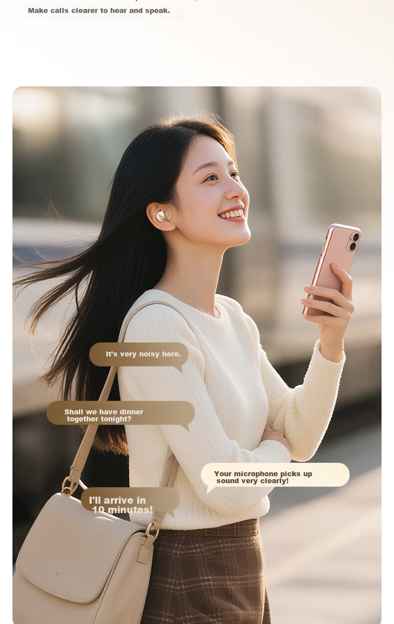Lenovo Bluetooth Earbuds Bean-Style In-Ear True Wireless Sleep Noise-Cancelling Earphones 2026 New Hot Model Ultra-Long Battery Life Gaming HD Sound Music Headphones EA289 Sakura White 5