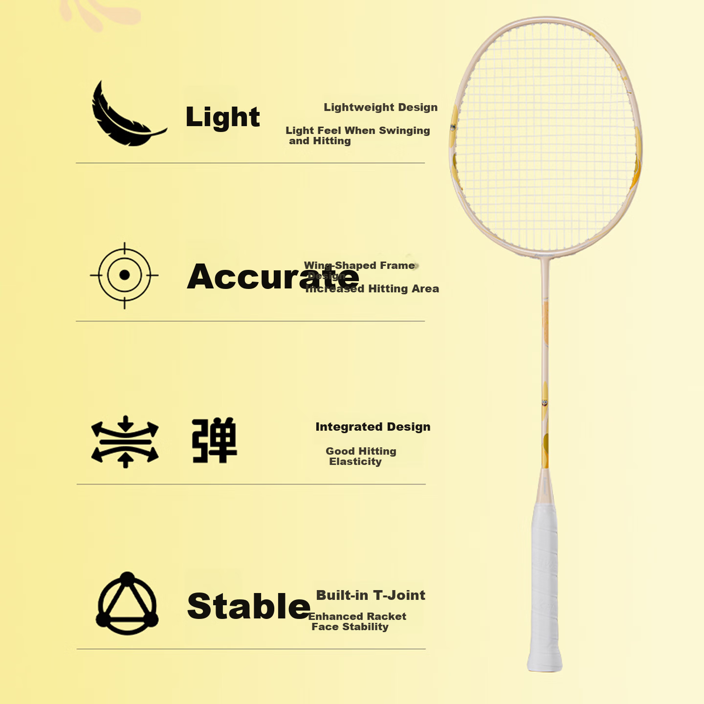KAWASAKI SpongeBob Collaboration Series Composite Carbon Cartoon Bobby Yellow Double Badminton Rackets