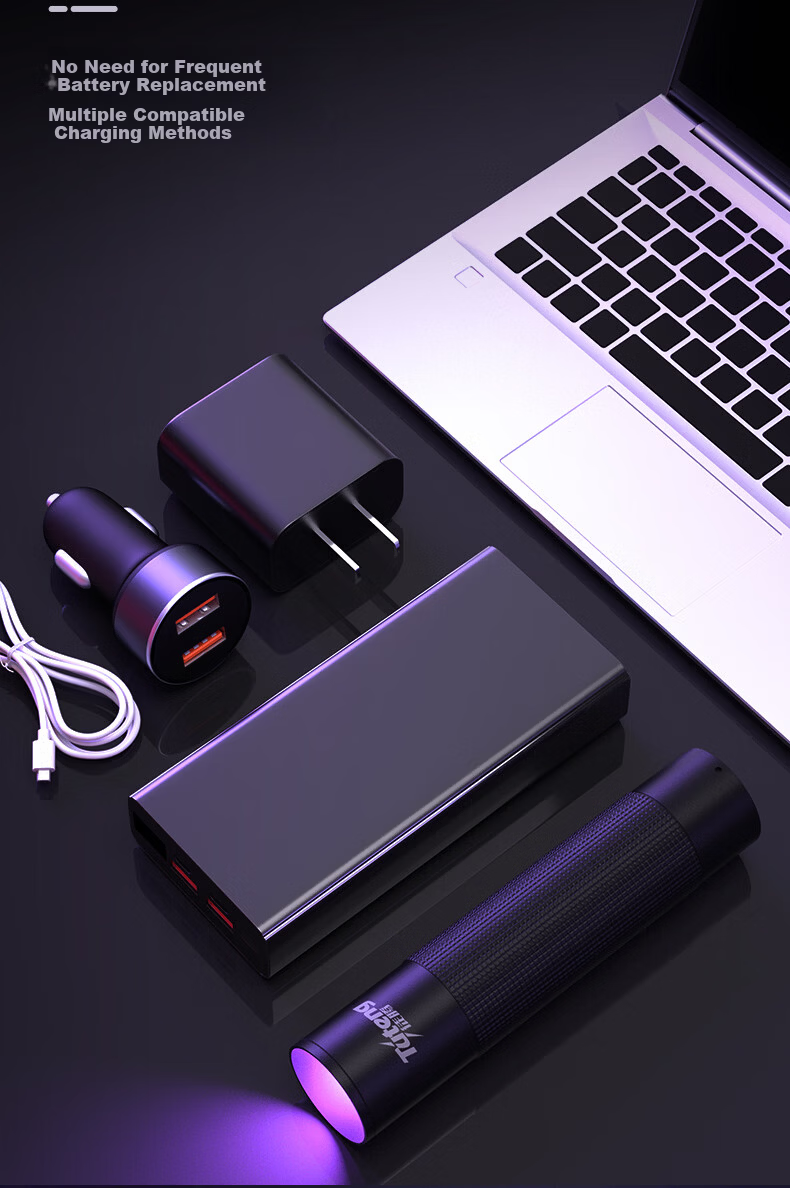 Tuteng Wood's Lamp 365nm UV Light Cat Ringworm Detection Anti-Counterfeit Money Jade Identification Fluorescent Agent Fruit and Vegetable Inspection Flashlight 15